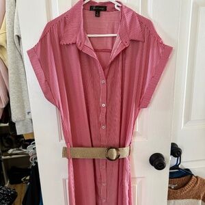 Lexington Avenue NYC Red White Striped Dress Size Lg